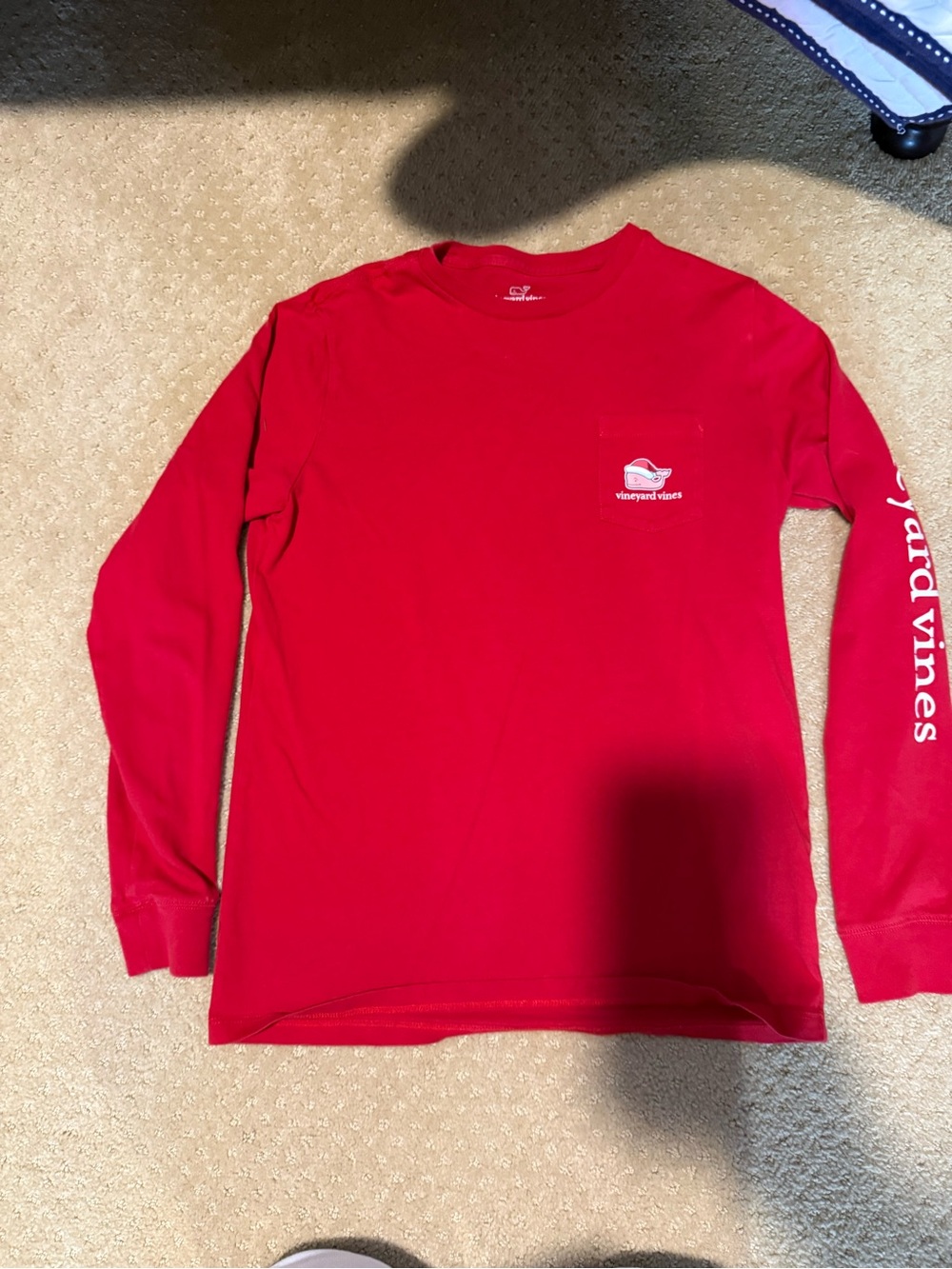Vineyard Vines Red Long Sleeve Pocket Tee